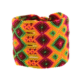 Raíces - Knitted Bracelet - Fushia and Green - Extra Large - 17 In x 2 In
