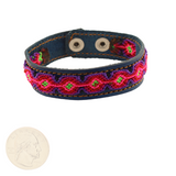 Raíces - Knitted Bracelet - Red and Green - Leather - 9 x 3.25 In