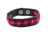Raíces - Knitted Bracelet - Red and Green - Leather - 9 x 3.25 In