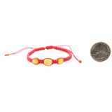 Window To The Past - Three Amber Stones - Knitted Bracelet - Pink - 12 In