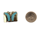 Carlota - Enameled Aqua Butterfly Ring - 1.25 x 1 in. Adjustable
