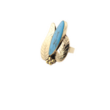 Carlota-EnameledDoubleLeaf-Blue-Ring-1.25Inx1In.Adjustable