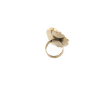 Carlota - Enameled Leaf - White  Adjustable Ring -  1.25 In. x 1 In.