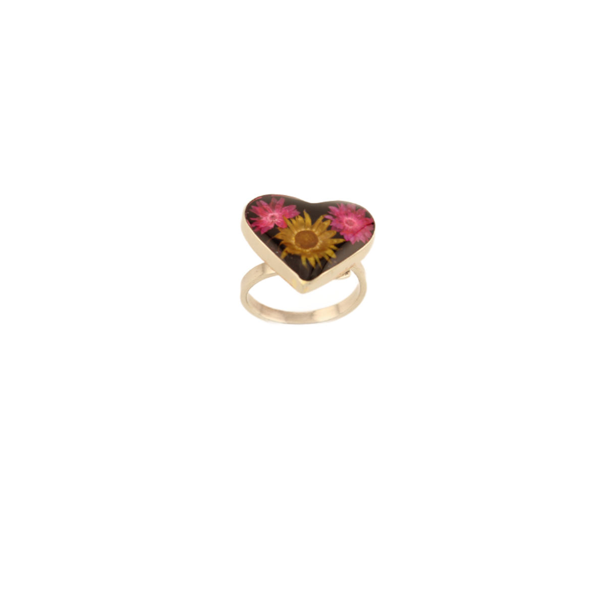 EternalNature-DriedFlowersRing-Heart-BlackandYellow1Inx.75In-Adjustable-Front