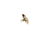 Ocean's Whisper - Abalone Mother of Pearl Adjustable Ring  - Filigree - Double Leaf - 1.5 In. x  1 In.