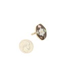 Ocean's Whisper - Abalone Mother of Pearl Adjustable Ring  - Hexagon Flower - Black -  1.25 In. x 1.25 In.