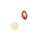 Ocean's Whisper - Abalone Mother of Pearl Adjustable Ring  - Hexagon Flower - Red -  1.25 In. x 1.25 In.