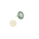 Ocean's Whisper - Abalone Mother of Pearl Ring - Round Flower - Green - 1.25 In. x 1.25 In. - Adjustable