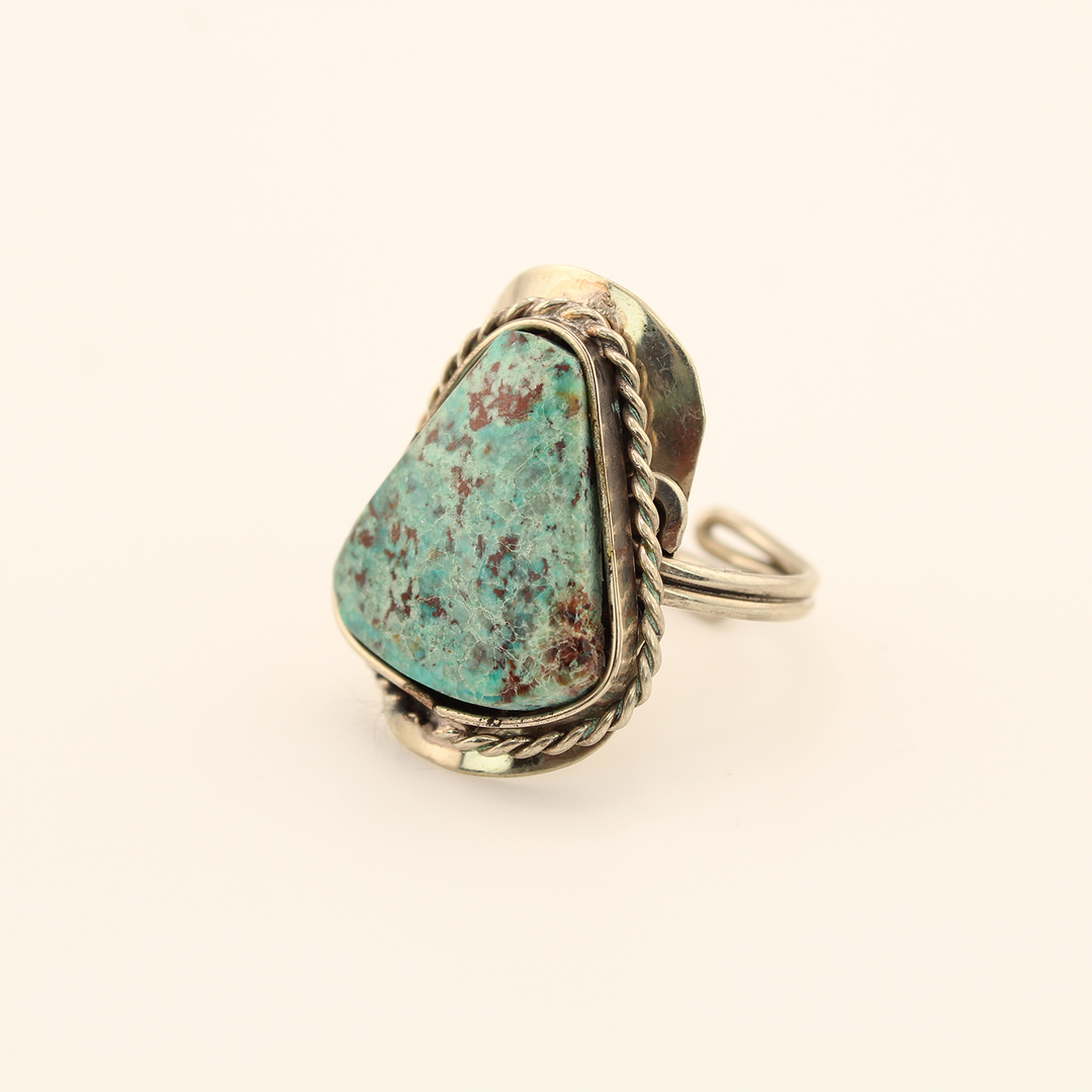 Triangular Chrysocolla Gemstone Ring - Vintage - Aqua