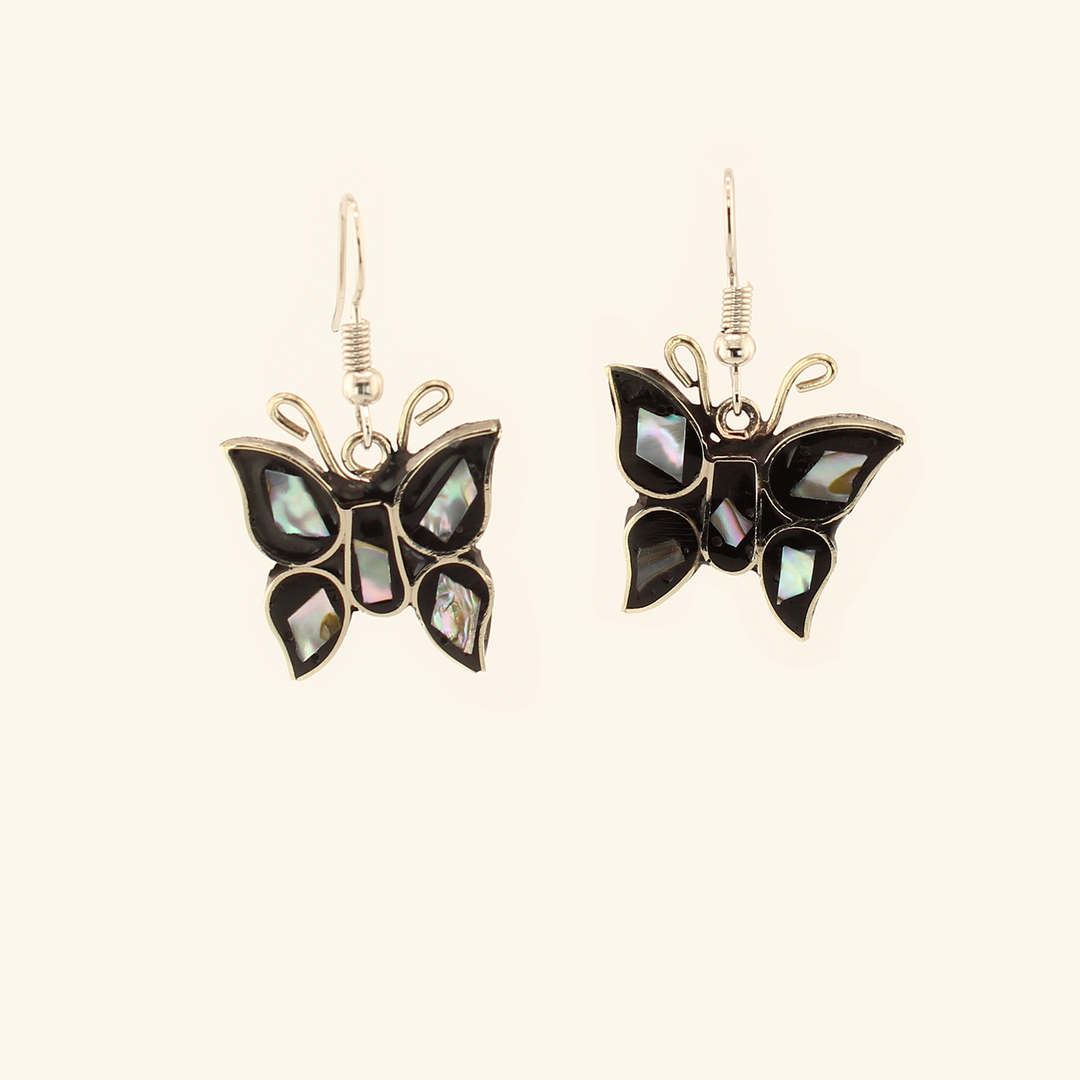 Butterfly Dangle Earrings - Abalone Mother of Pearl
