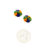 Amor Huichol - Bead Round Studs - Blue, Green and Orange