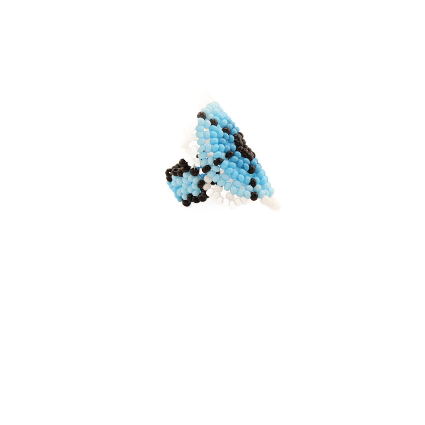 AmorHuichol-BeadedFlowersRing-BlueandWhite-1.5In.x1.5In.-Size7