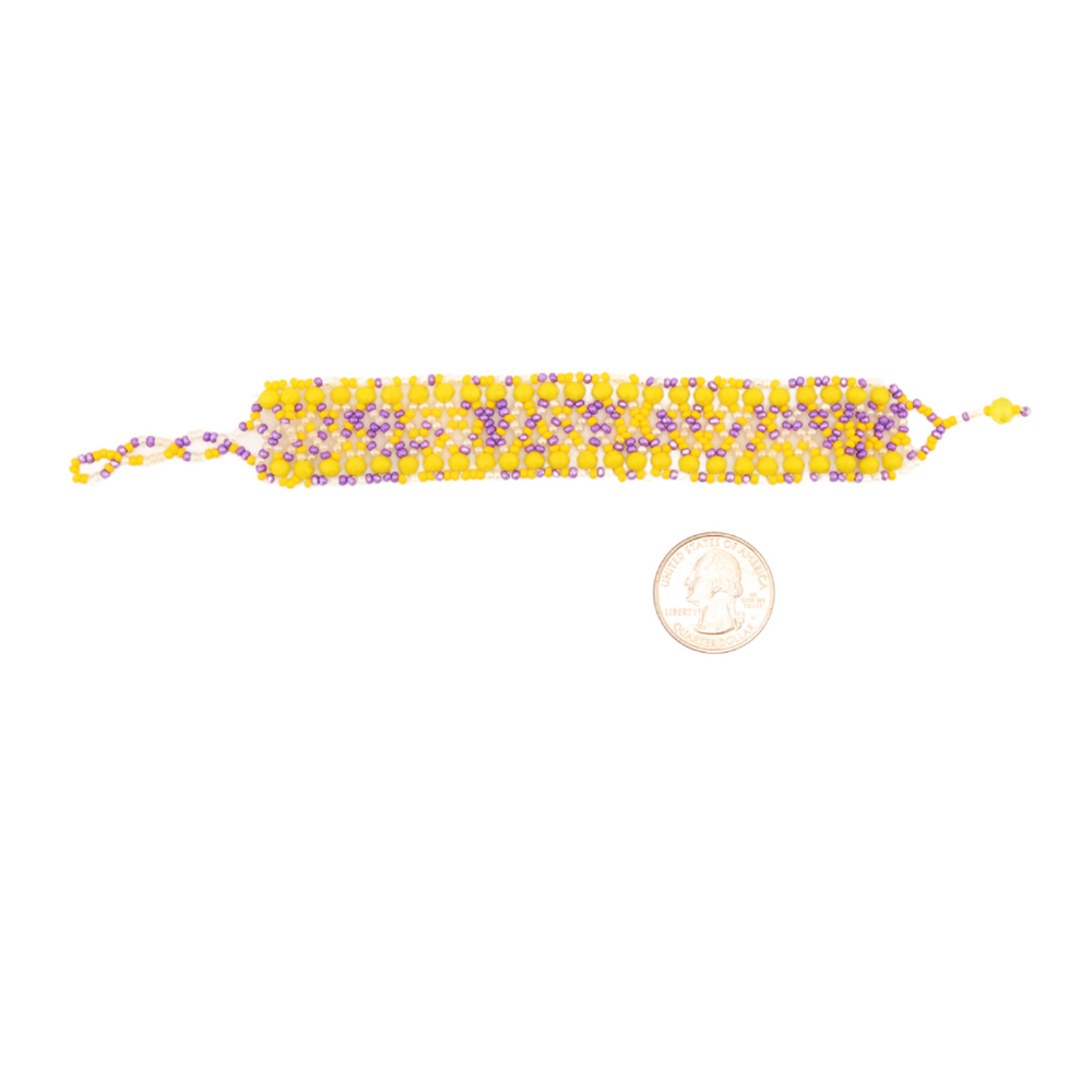 AmorHuichol-BeadedRhombusBracelet-YellowandPurple-Small-8In