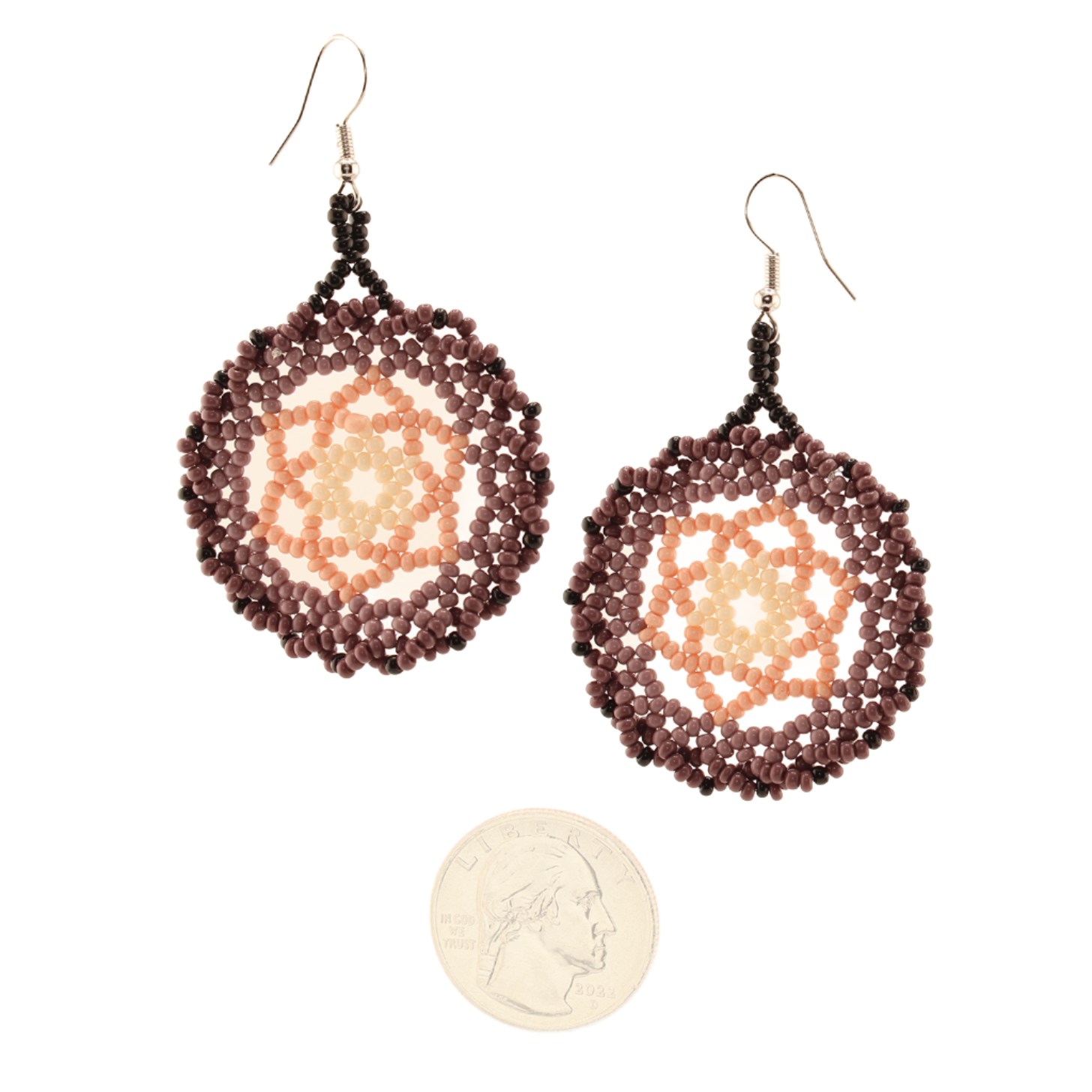 AmorHuichol-Dreamcatcher-BeadDangleEarrings-PurpleandPink