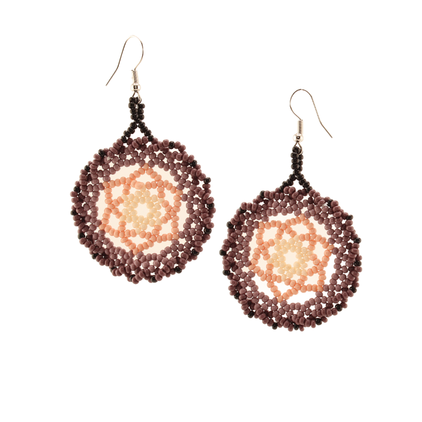 AmorHuichol-Dreamcatcher-BeadDangleEarrings-PurpleandPink