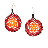 AmorHuichol-Dreamcatcher-BeadDangleEarrings-RedandOrange