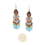 Amor Huichol - Lele Bead Dangle Earrings - Blue and Orange