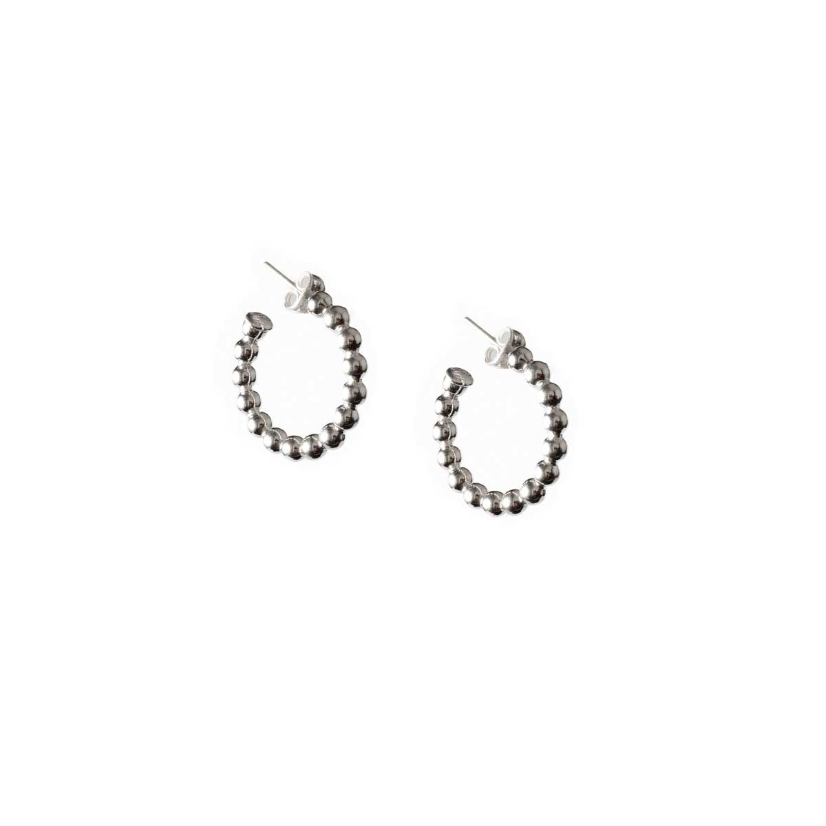 Darling Beaded Hoop Earrings Taxco Sterling Silver