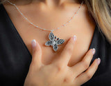 Butterfly Pendant Taxco Sterling Silver