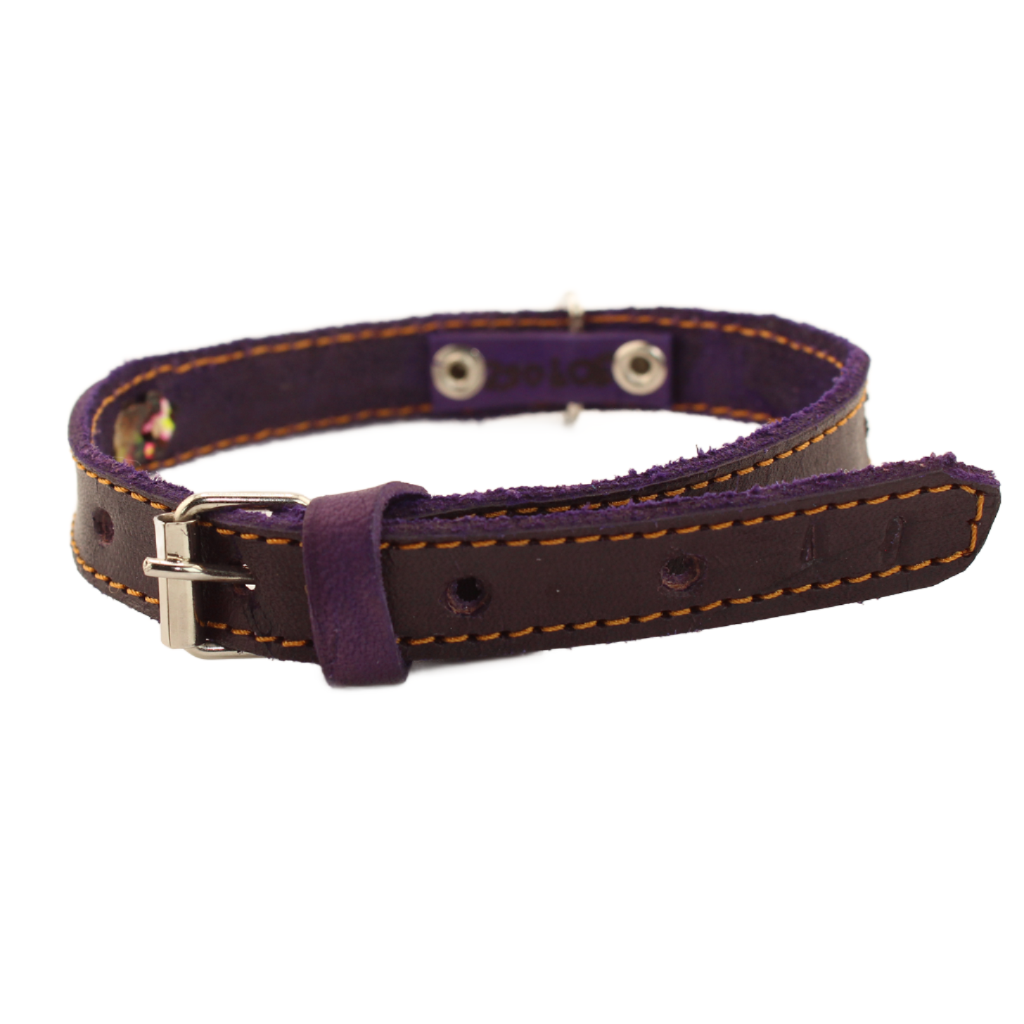 Knitted Leather Dog Collar - Purple Pink and White