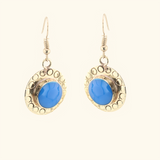 Carlota - Enameled Dangle Earrings - Round - Blue - Large