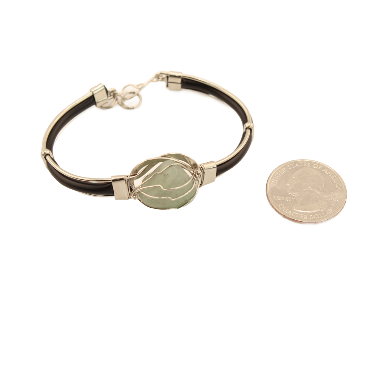 Caucho - Green Agate Link Bracelet - 7 In.