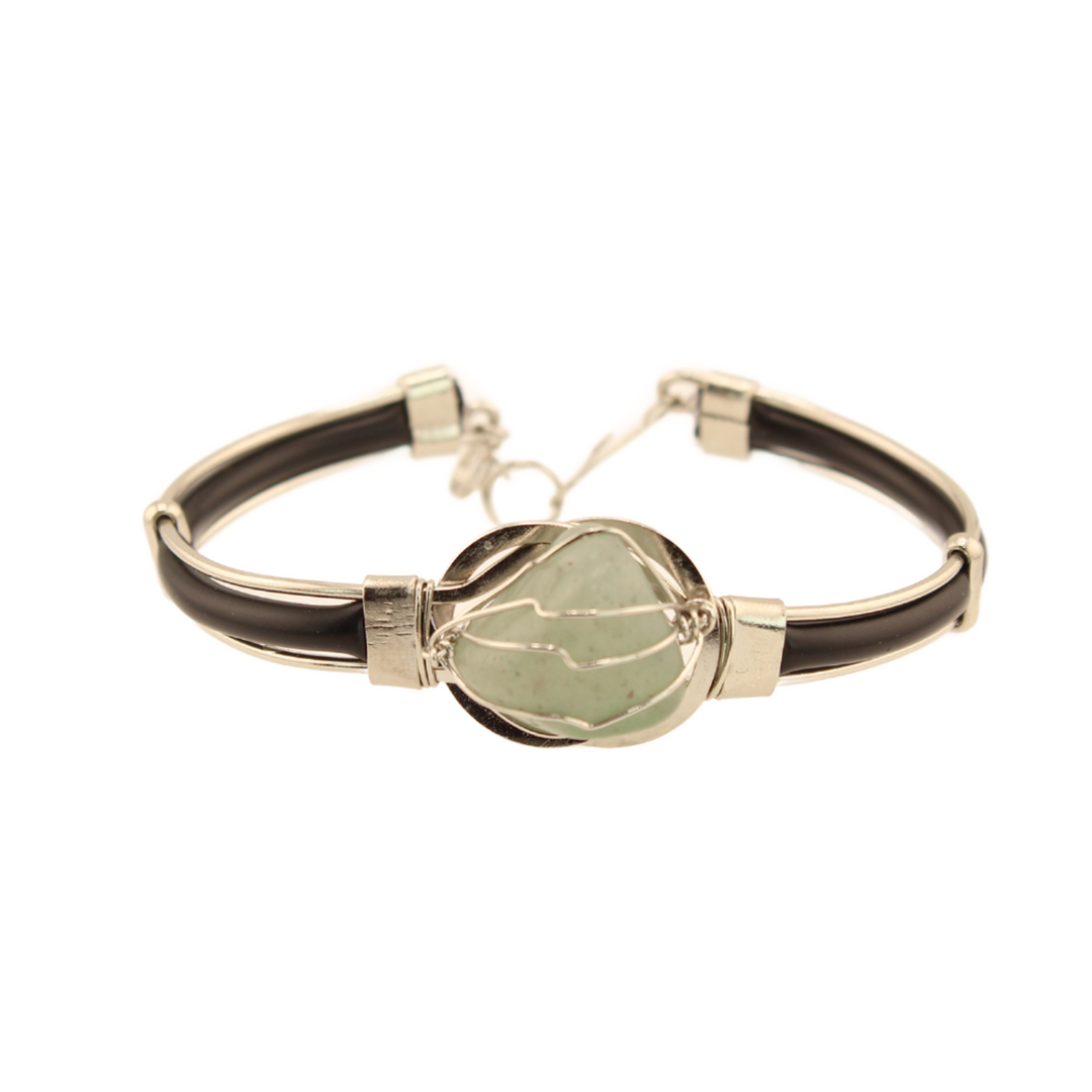 Caucho - Green Agate Link Bracelet - 7 In.