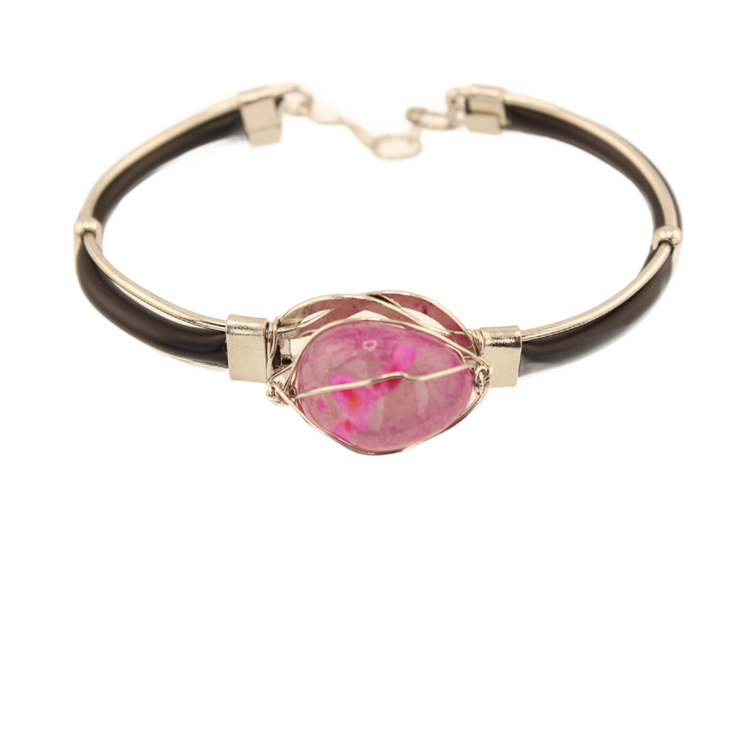 Caucho - Pink Agate Link Bracelet - 7 In.