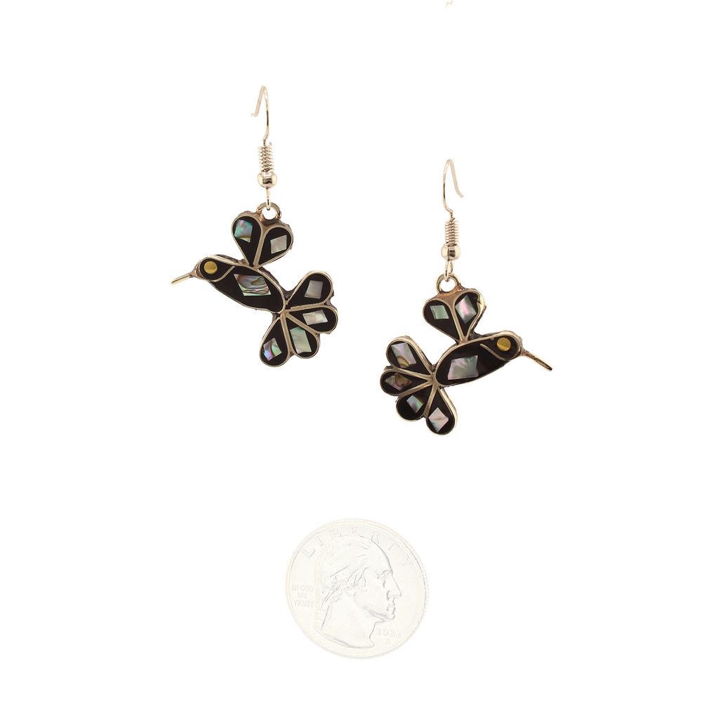 Close to You - Hummingbird Dangle Earrings - Abalone Mother of Pearl - Medium