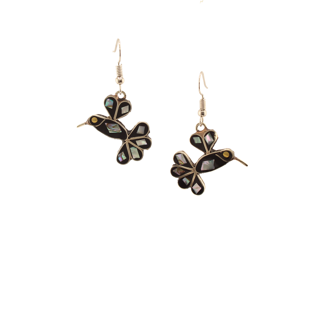 Close to You - Hummingbird Dangle Earrings - Abalone Mother of Pearl - Medium