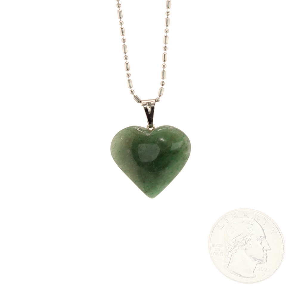Earth's Treasures - Green Aventurine Heart Pendant With Chain