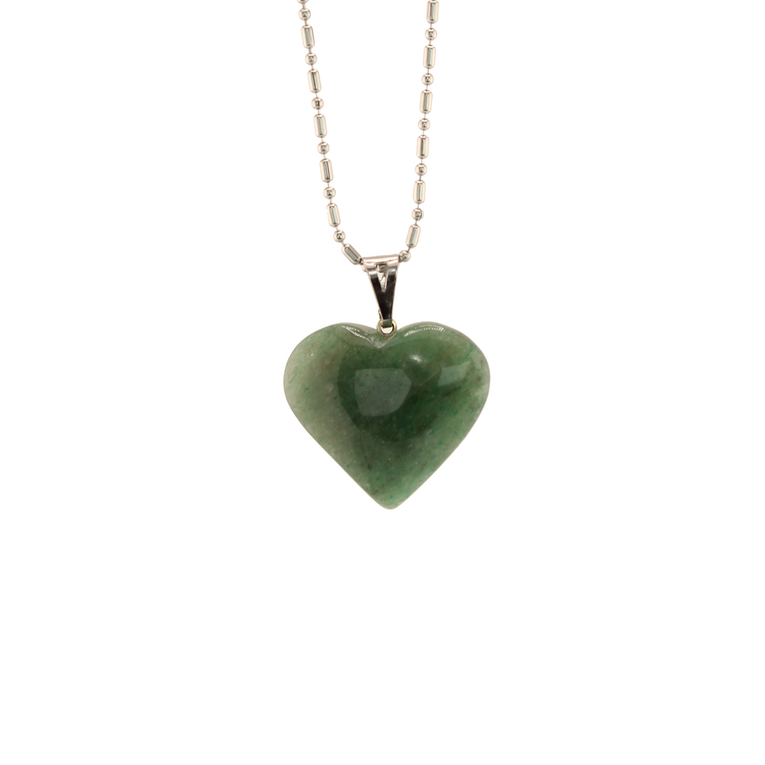 Earth's Treasures - Green Aventurine Heart Pendant With Chain