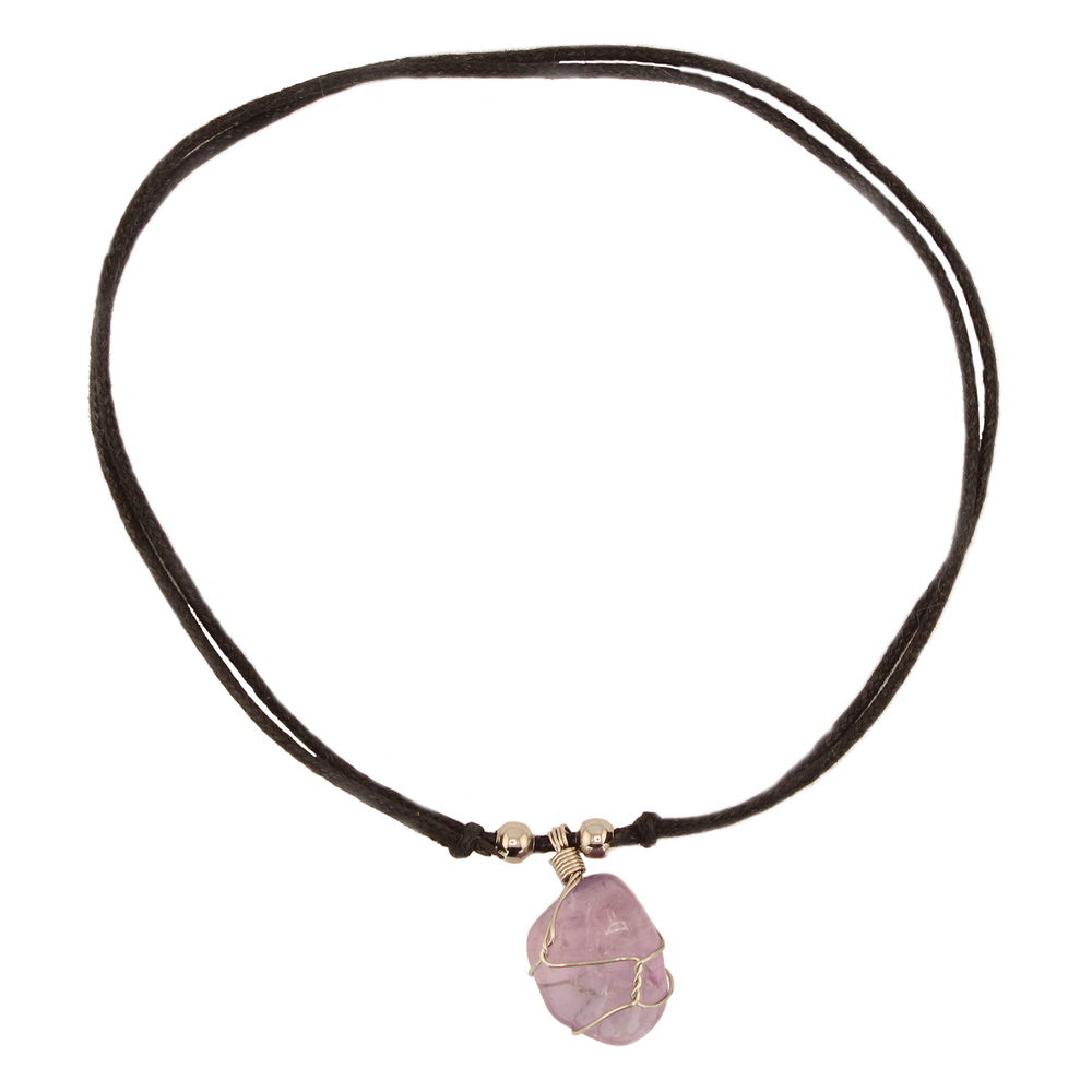 Earth_sTreasures-PinkQuartzStone-WithWaxedStringNecklace-28in