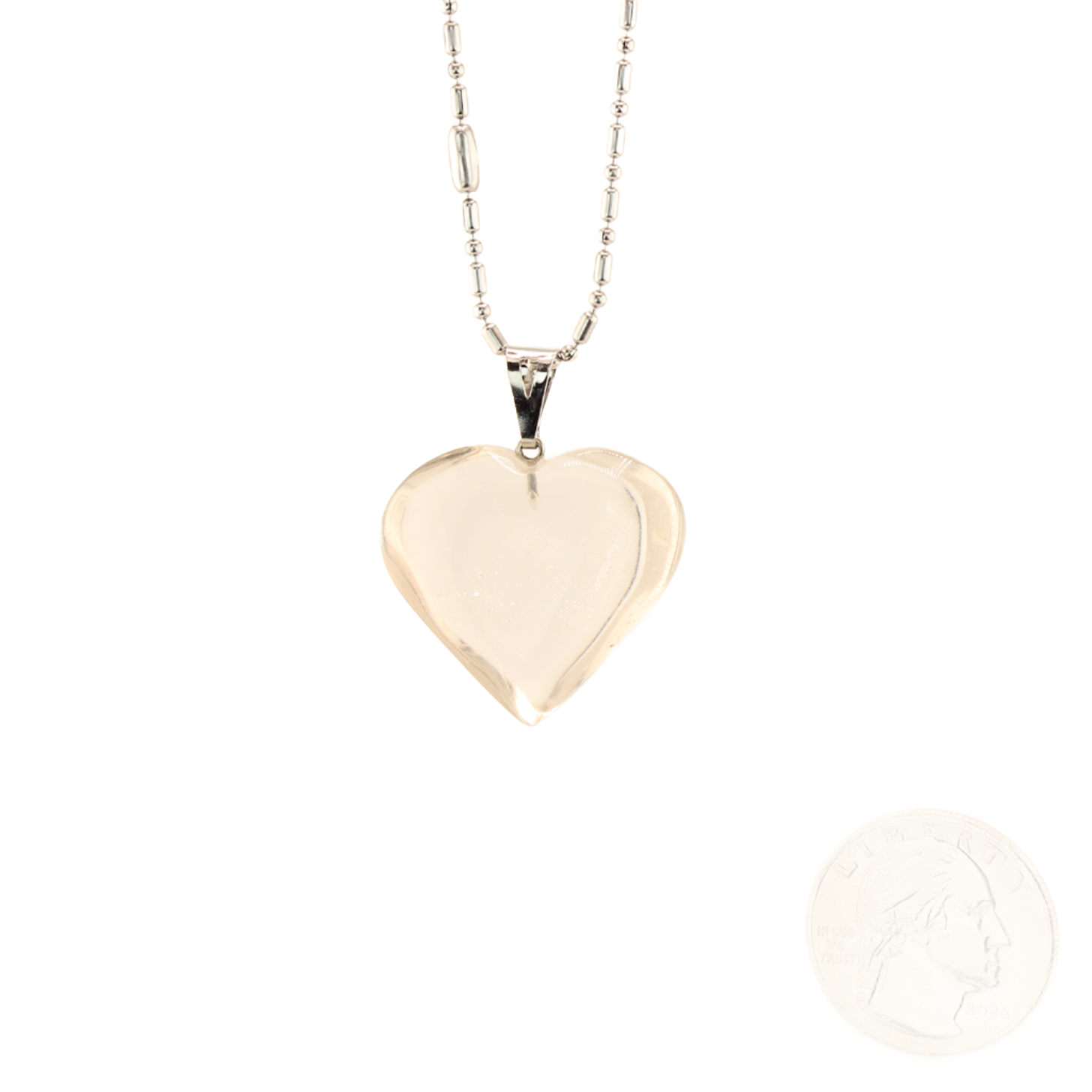 Earth's Treasures - Quartz Heart Pendant With Chain