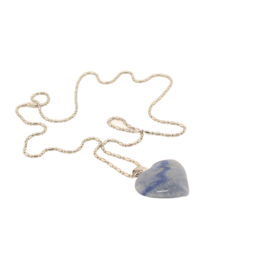 Earth's Treasures - Sodalite Heart Pendant With Chain. 21 In.
