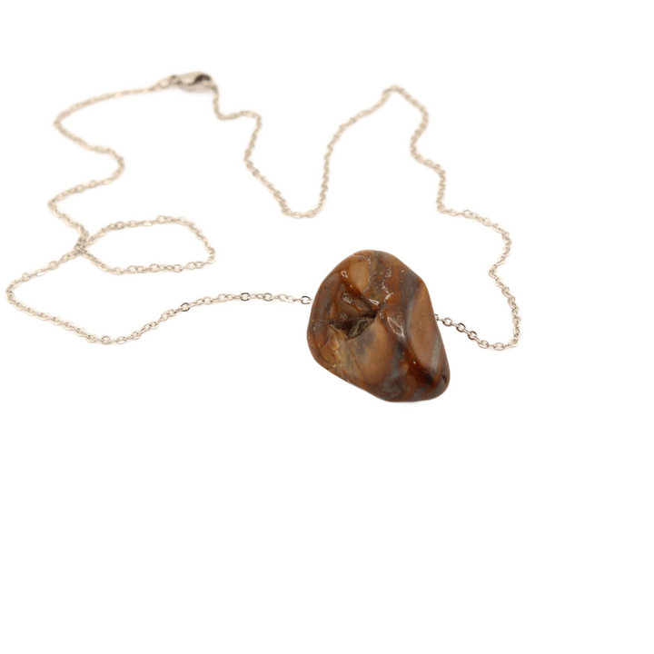 Earth's Treasures - Tiger's Eye Pendant With Chain. 20 In.