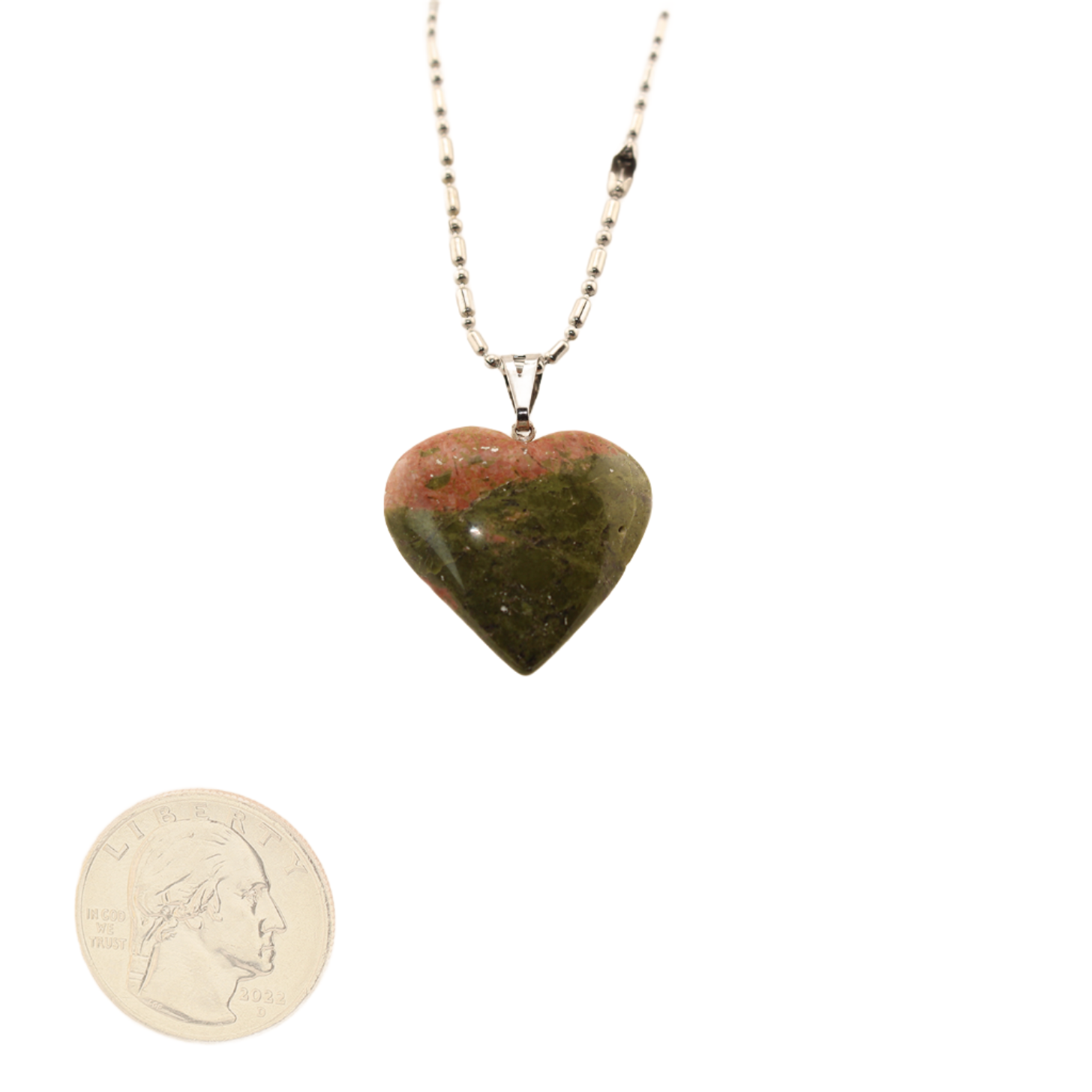 Earth's Treasures - Unakite Heart Pendant With Chain