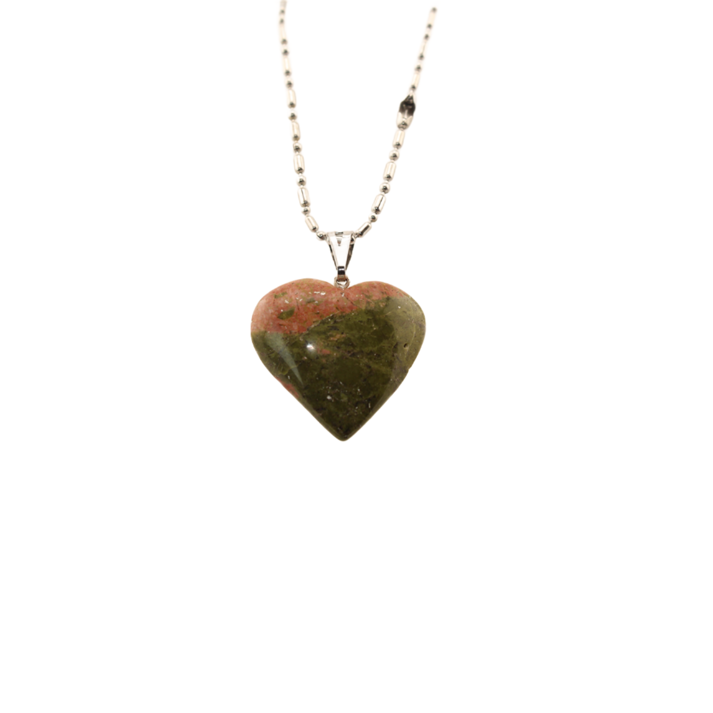 Earth's Treasures - Unakite Heart Pendant With Chain