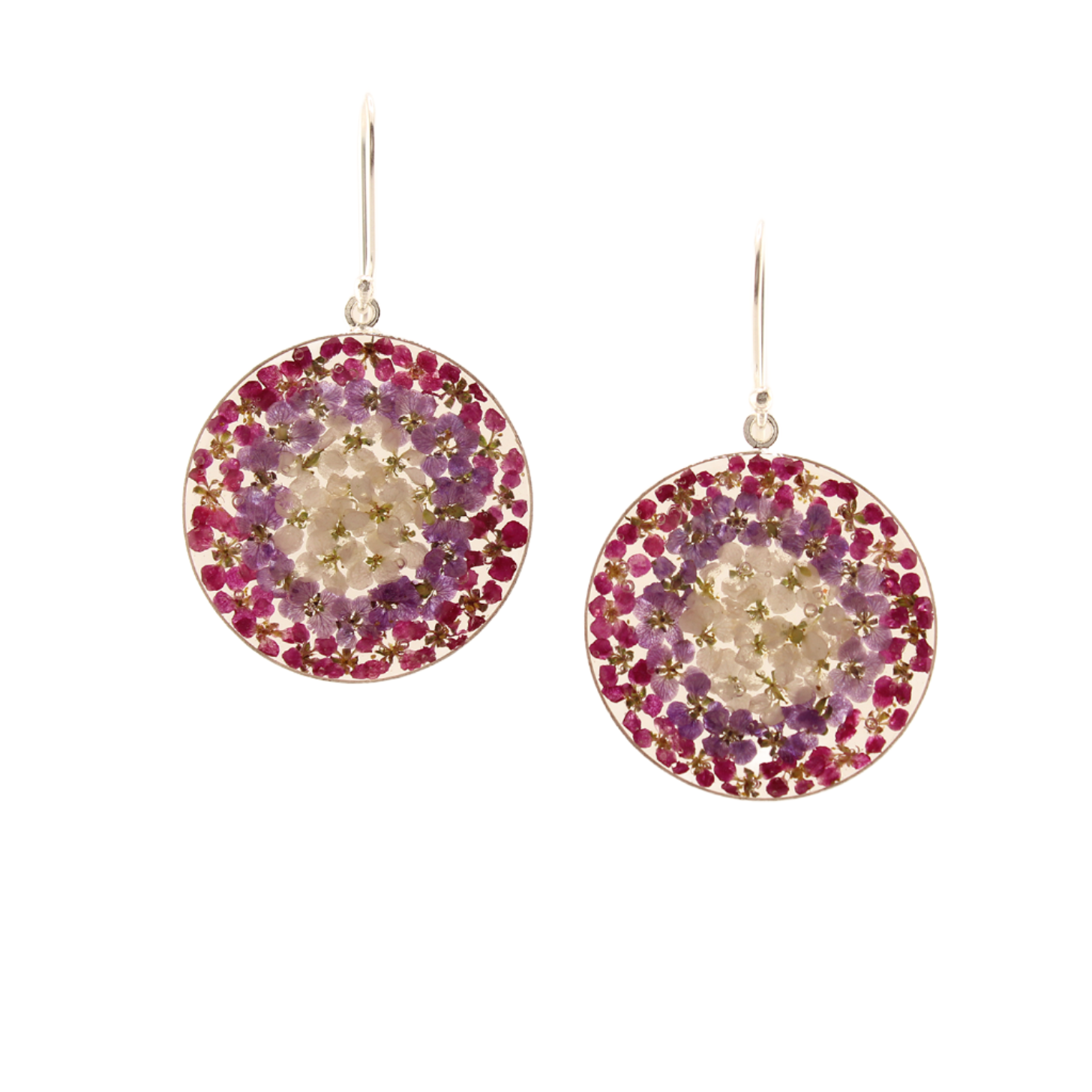 EnchantedGarden-RealFlowers-DangleEarrings-Round-Purple_PinkandWhite