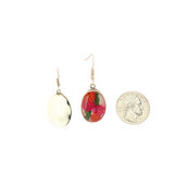 Eternal Nature -  Real Flowers -  Earrings - Oval - White Hot Pink and Orange - Small