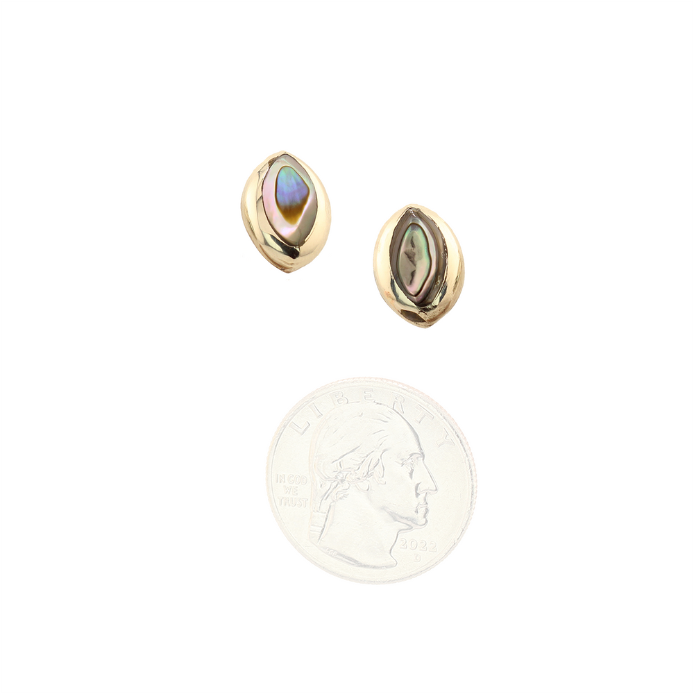 Ocean's Whisper - Leaf Studs - Abalone Mother of Pearl - Green and Pink Iridescent  - Small