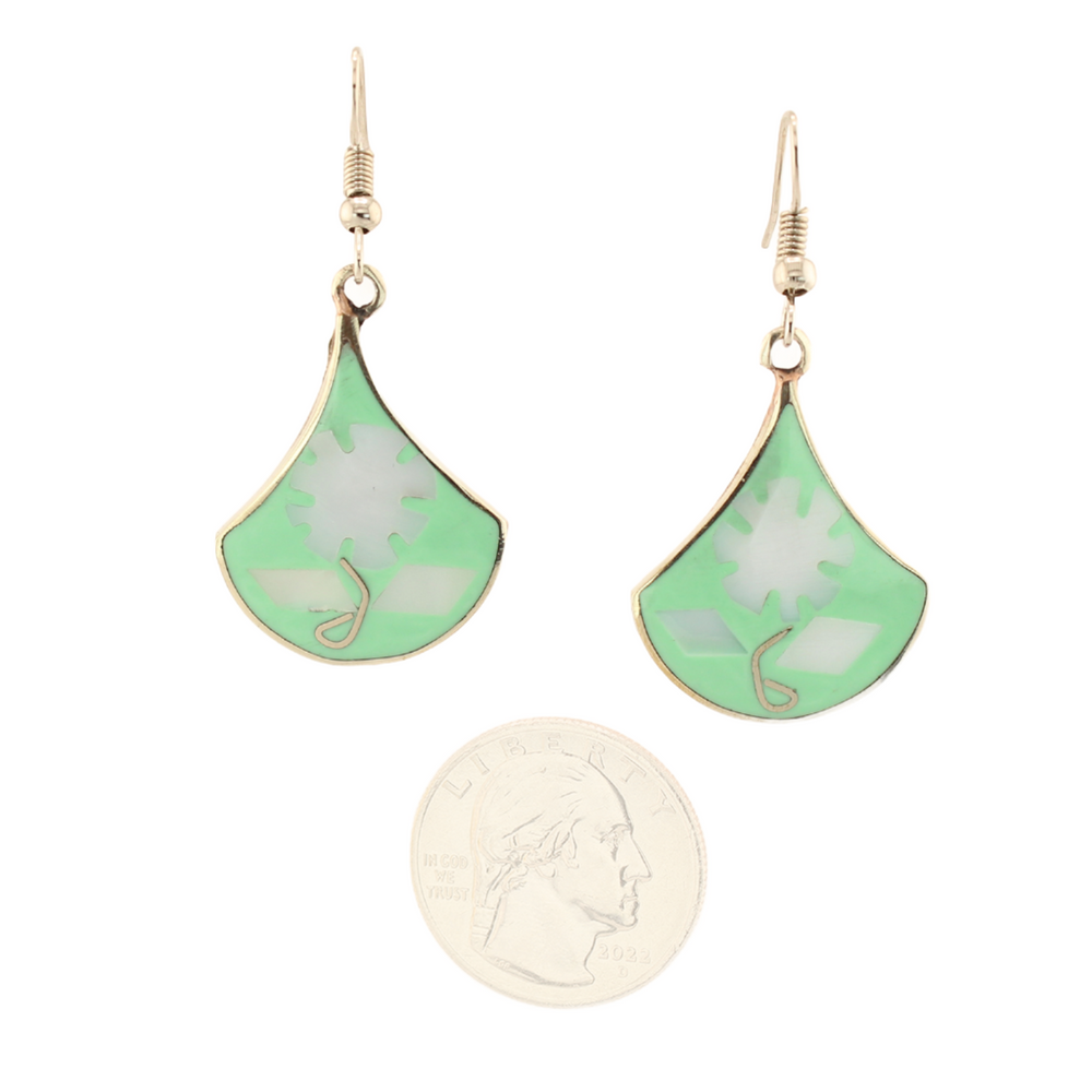 Ocean's Whisper - Waterdrop - Abalone Mother of Pearl Earrings - Green Tone - Large 