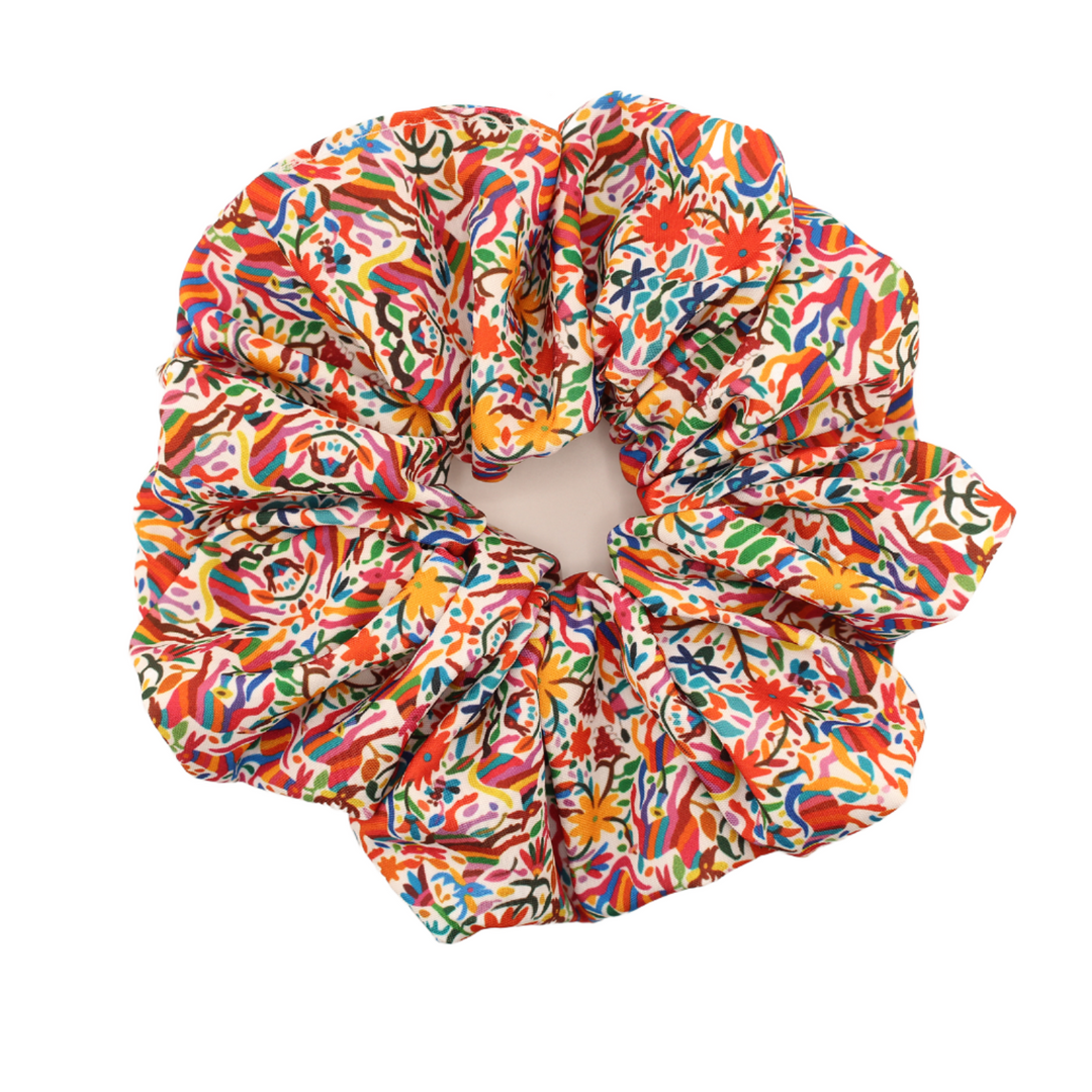 Otomi White - Scrunchie - Animal Themed - White & Multicolor - Extra Large - 9 In.