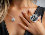 Petals Rose Pendant Taxco Sterling Silver Main