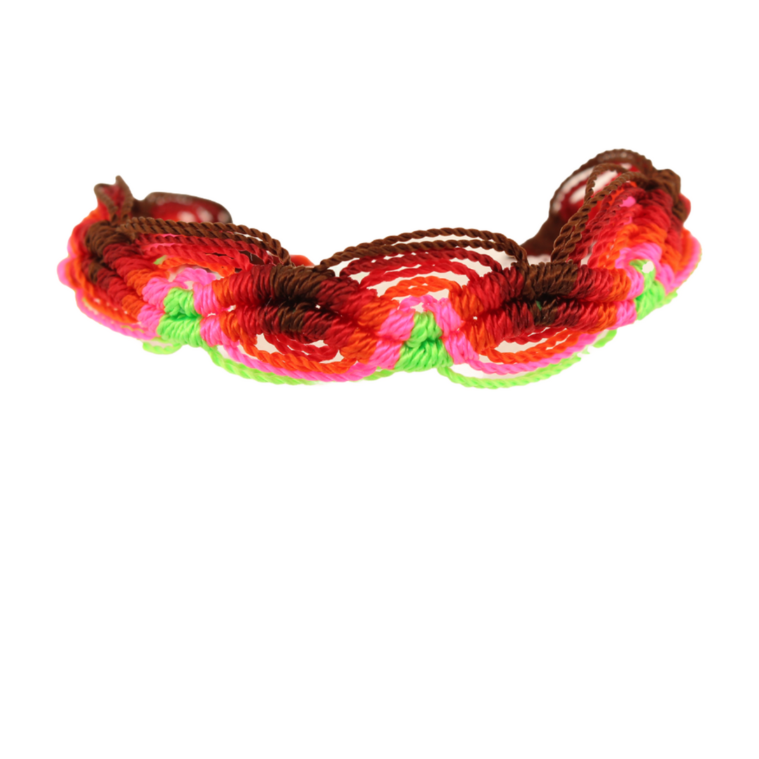Raíces - Knitted Bracelet - Green and Red - Medium - 12 In x .5 In