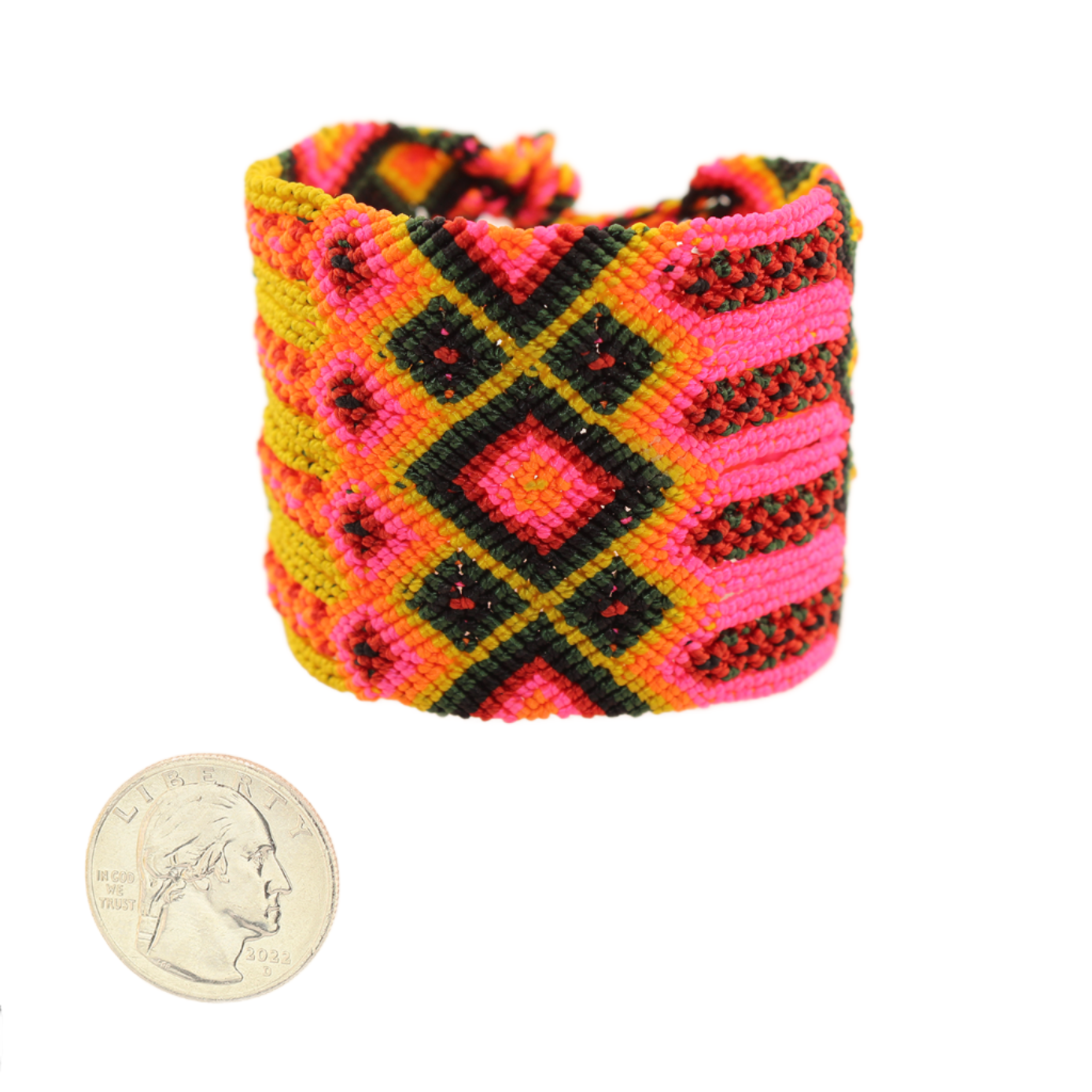 Raices-KnittedBracelet-PinkandOrange-ExtraLarge-17In.x2In.