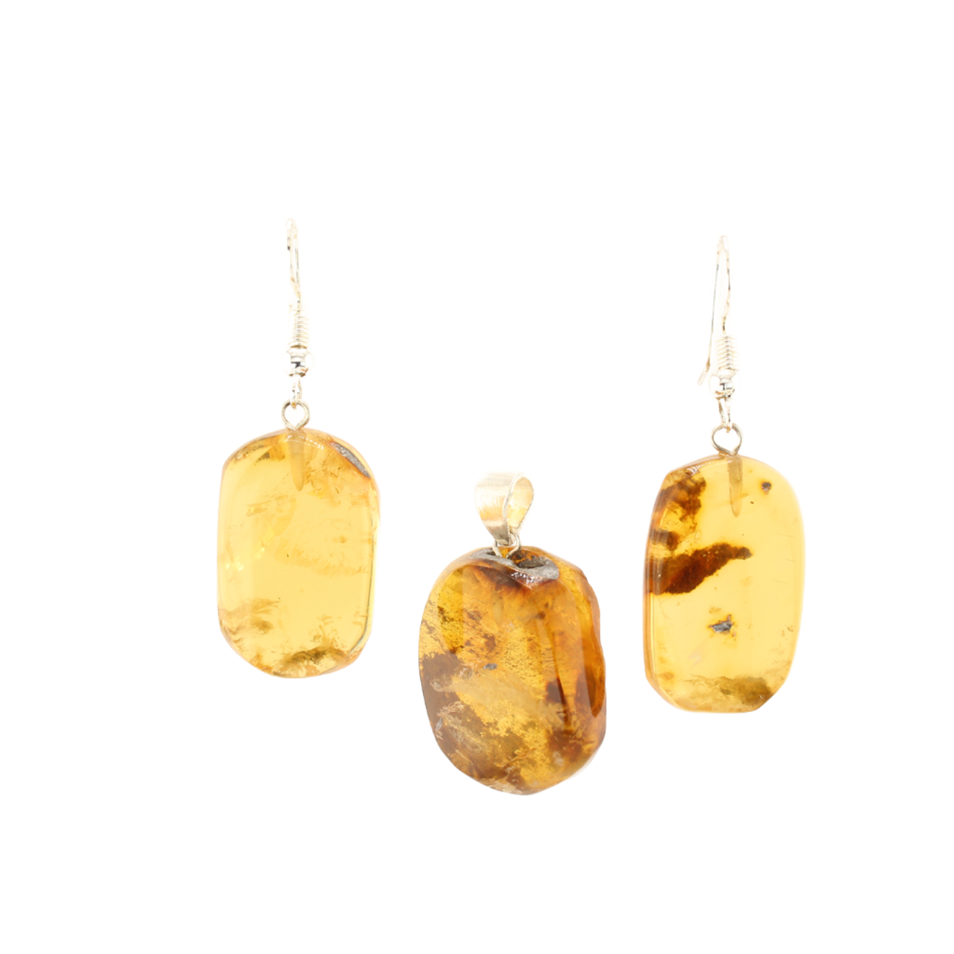 Rectangular Earrings / Pendant Mexican Amber Set