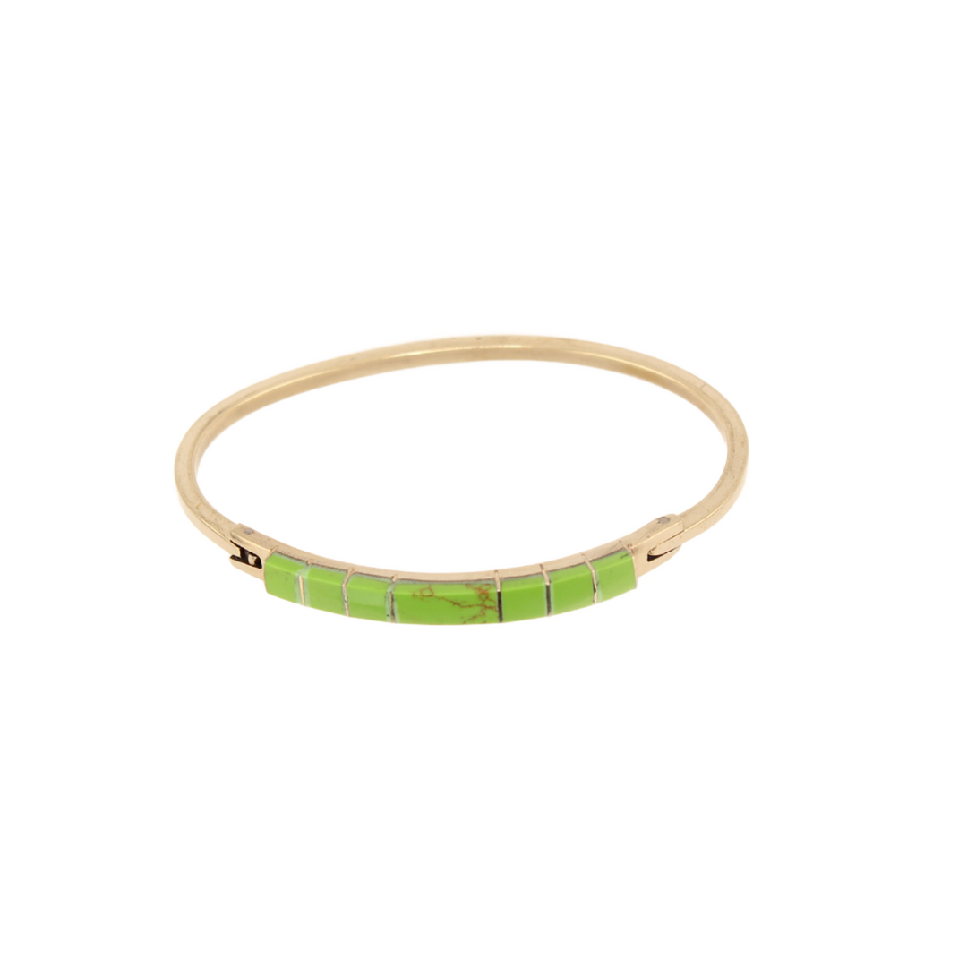 Talisman - Enameled Link Bracelet - Green - 8 In