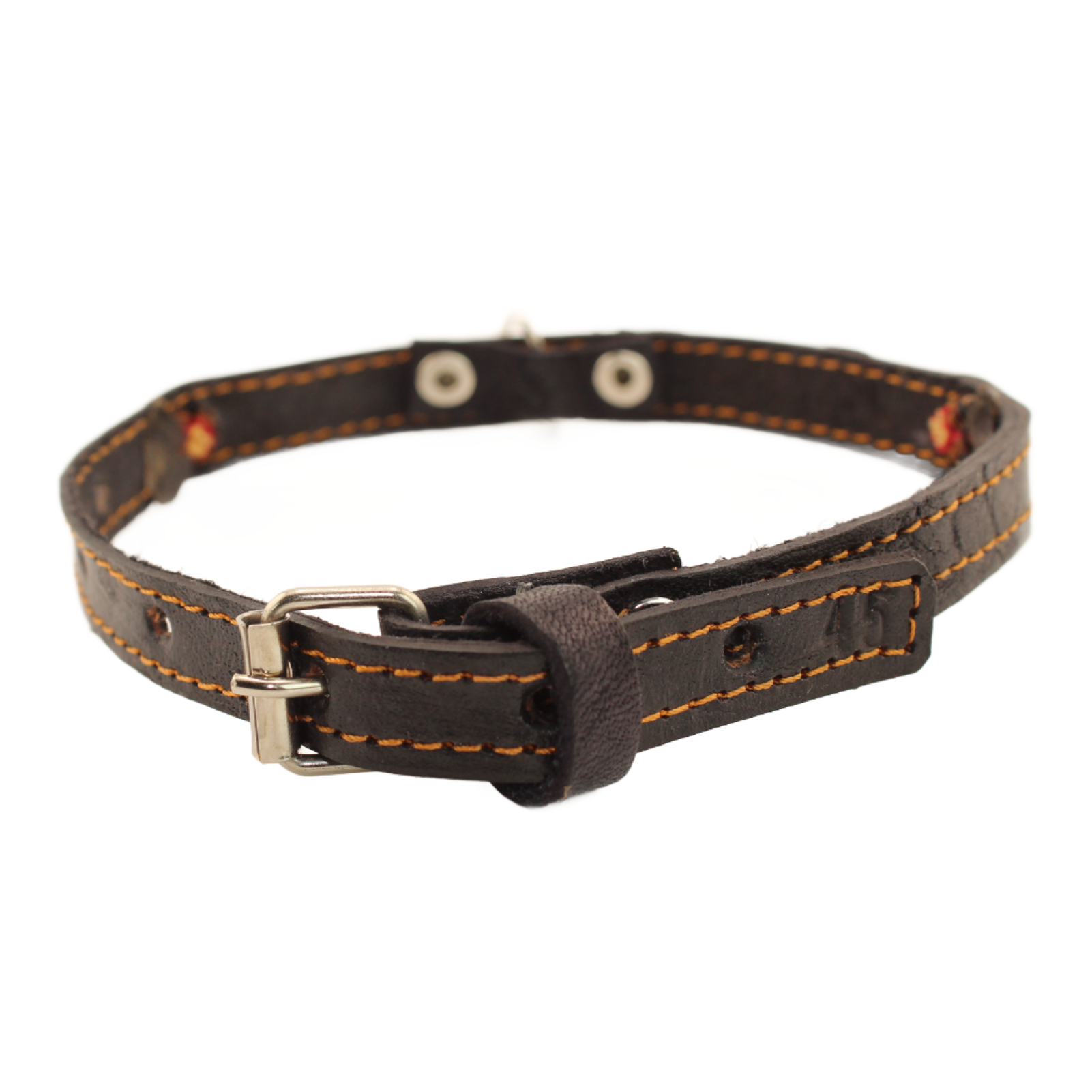 Tobacco - Knitted Leather Dog Collar - Brown and Red