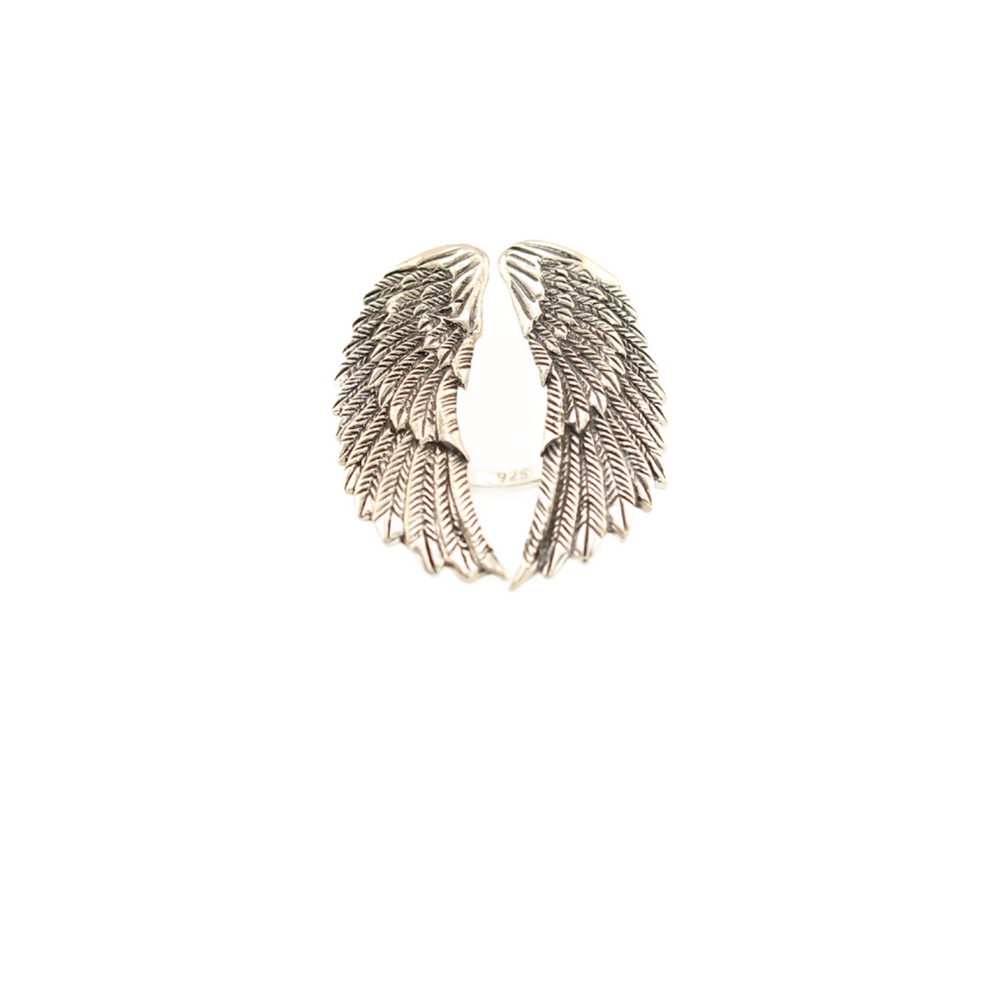 Alas Para Volar - Sterling Silver Ring - Carved Wings - 1 x 0.75 in. adjustable